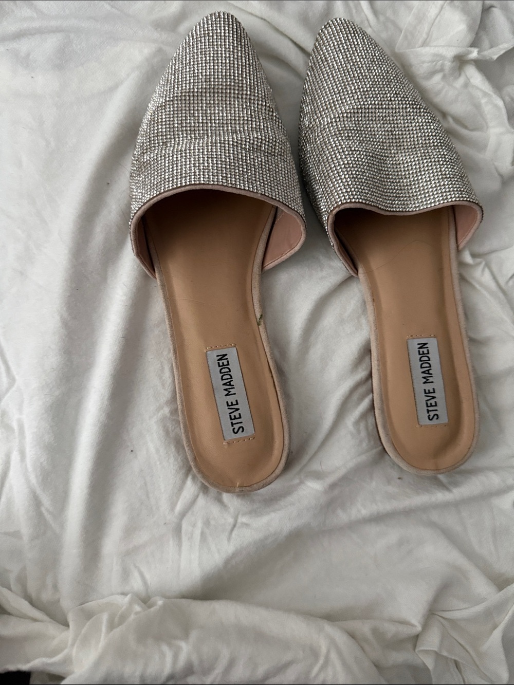 Steve Madden Silver Rhinestone Pointed Mules